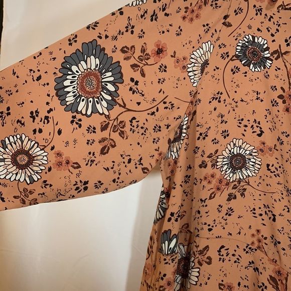 Addition Elle Floral Wrap Blouse in Brown and Black - Picture 5 of 11